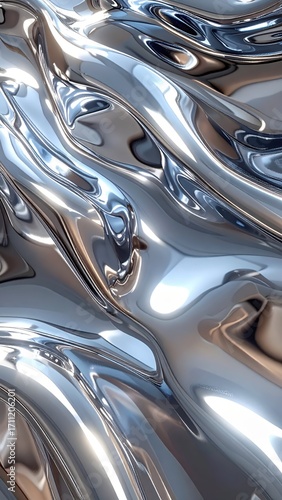Wallpaper Mural Abstract Metallic Surface with Smooth Waves and Reflections Torontodigital.ca