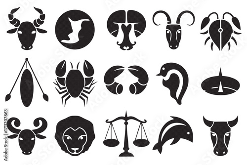 Collection of zodiac signs silhouette icons