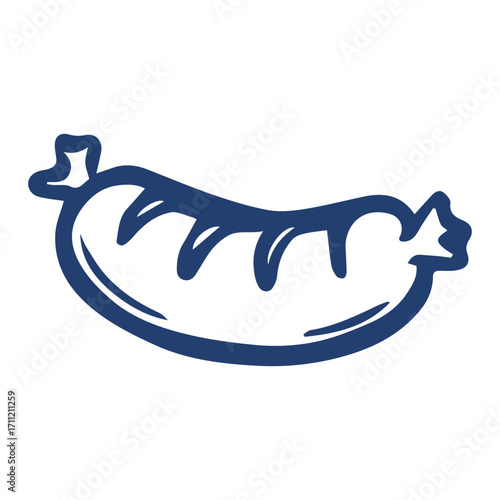 Hand drawn sausage illustration in trendy doodle style. Simple meat food icon perfect for menu design, Oktoberfest, barbecue, autumn and holiday projects