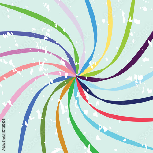 Abstract swirling ribbons of vibrant colors radiating outward from a central point
