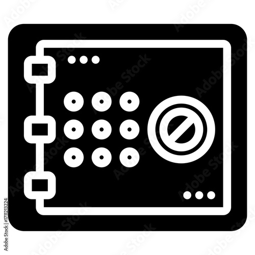 Strongbox Icon in Glyph Style Suitable for Web, Apps, Presentation, or Printable Meanings