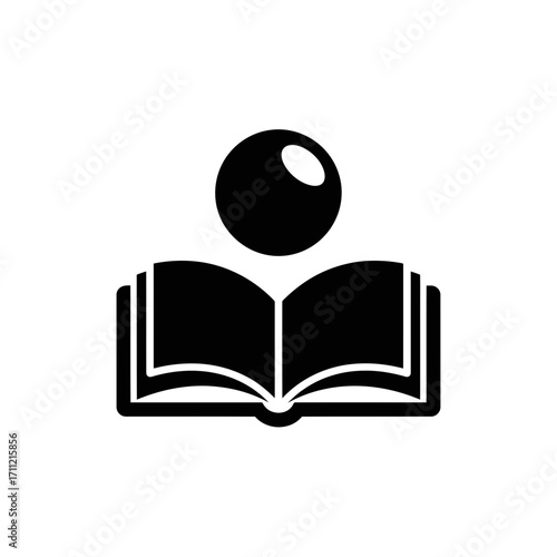 Vector art of open book with a circle above