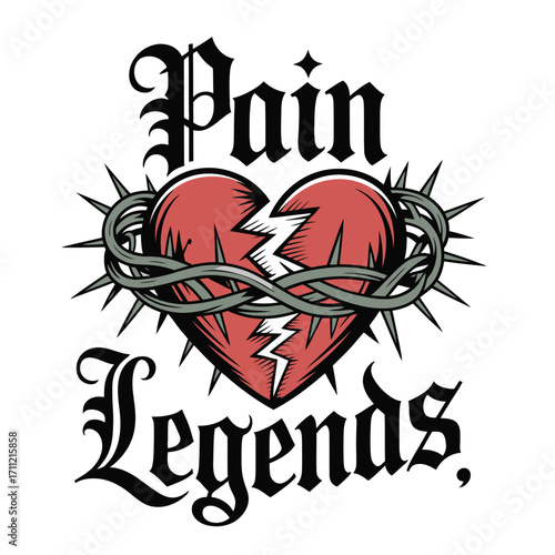 Symbolic broken heart entwined with thorns represents deep emotional pain and enduring hardship