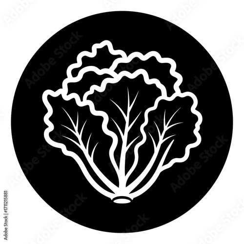 Vector art of lettuce leaves inside a black circle