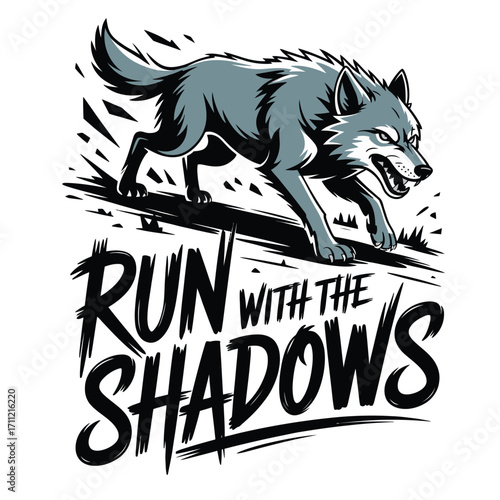 Dynamic wolf charging forward with fierce determination, embodying strength and wild spirit, perfect for bold designs.