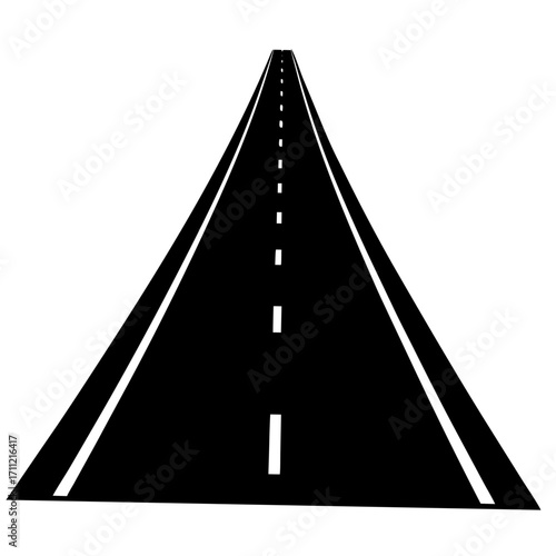 A long straight road stretches into the distance black and white