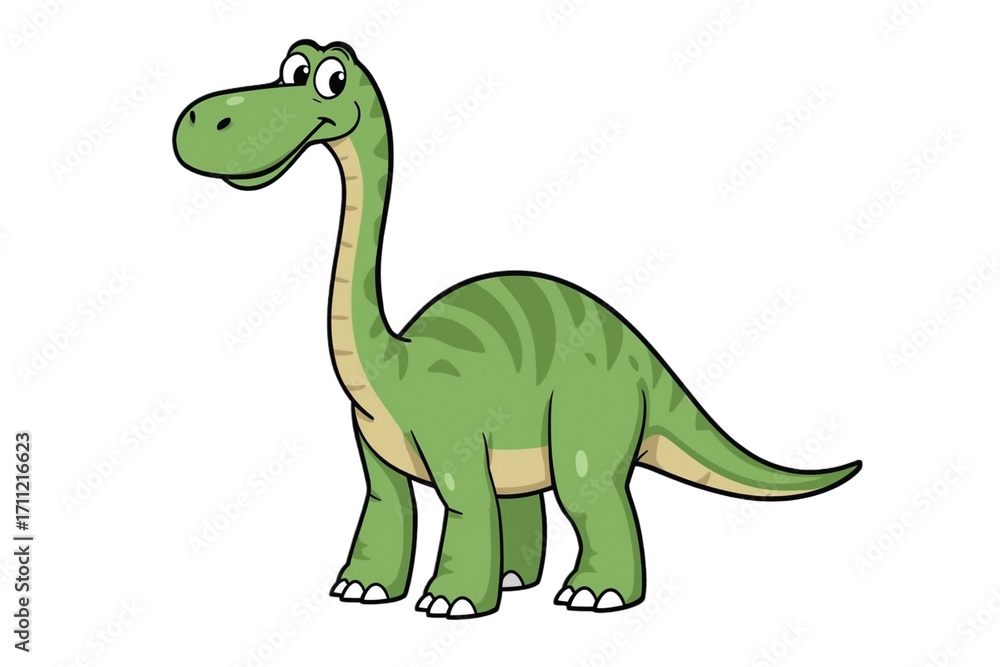 Fototapeta premium Friendly Green Brontosaurus Cartoon