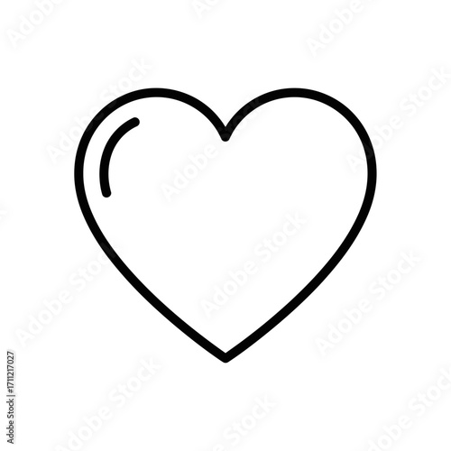 Simple Line Art Heart Icon for Love, Romance, and Valentine's Day Graphics