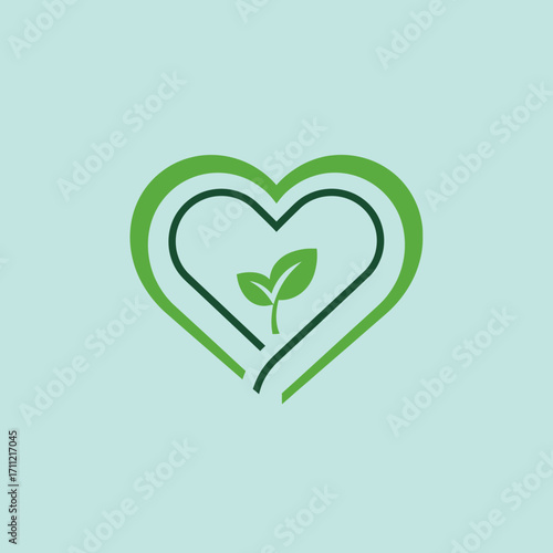 Eco-Friendly Heart Logo Design Green Leaves in a Heart Shape