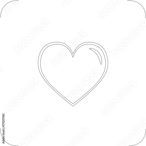 Simple Line Art Heart Icon Love, Romance, Affection
