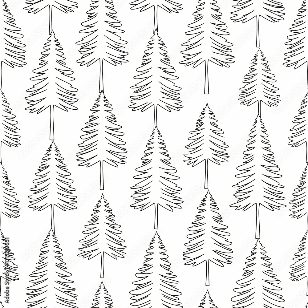 Obraz premium Black and White Pine Tree Pattern