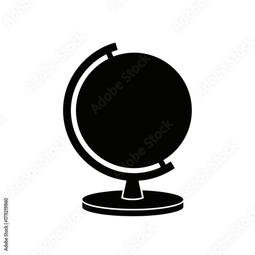 Vector art of black silhouette of a globe on a stand