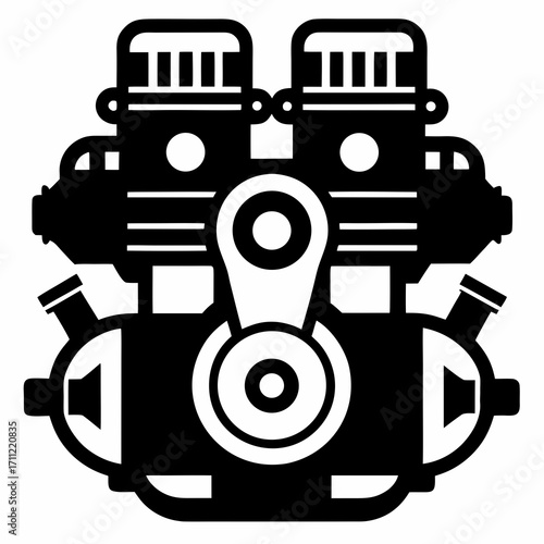 Gasoline Engine Mechanism Illustration Vector Graphic Design