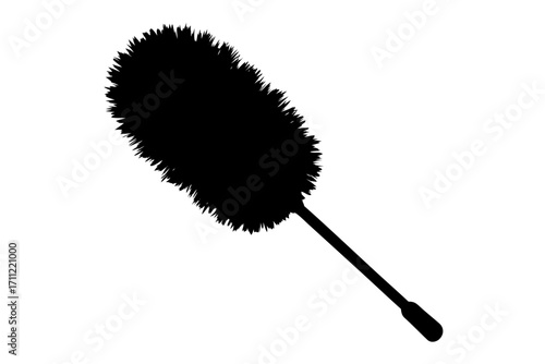 Black Fluffy Duster Silhouette Vector Icon for House Cleaning Tools