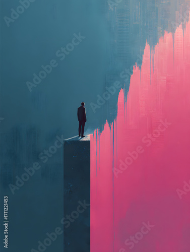 Contemplative Figure at the Edge of Duality.