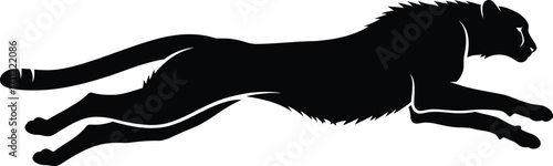Silhouette of a cheetah running isolated on white background the cheetah is a large cat native to africa and central iran, known for its speed