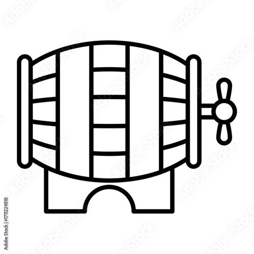 Oktoberfest Beer Barrel Linear Illustration