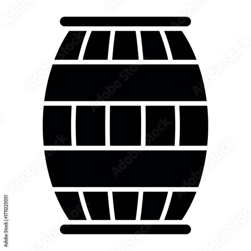 Oktoberfest Beer Barrel Linear Illustration
