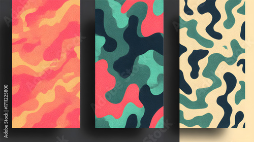 Abstract Camouflage Patterns in Vibrant Colors.