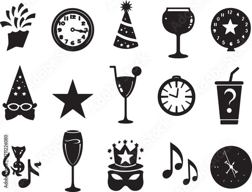 Celebrate moments with festive icons party music drinks