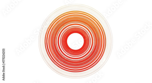 Abstract oval shape with concentric lines in shades of orange and red