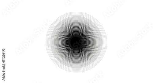 Abstract oval shape with concentric circles fading into a dark center