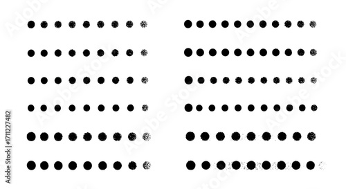 Arrangement of dotted lines in rows and columns on a white background