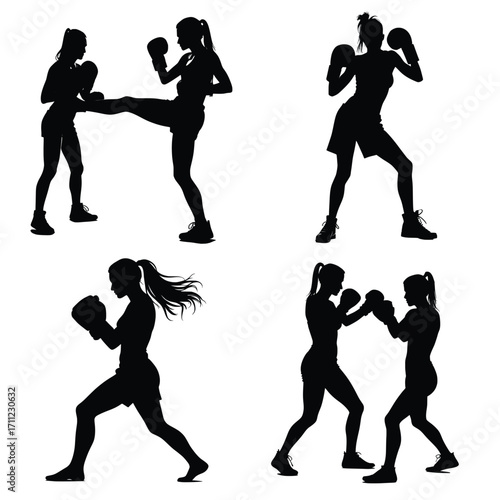 Dynamic Female Boxing: Capturing a set of dynamic boxing poses.