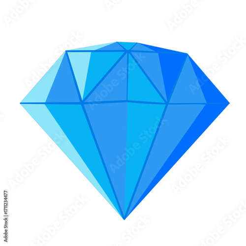 Simple Flat Design Blue Diamond Gemstone Illustration Design Element