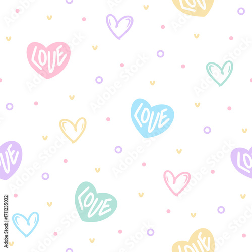 Love shape with dot seamless vector for print on textile, wrapping, backdrop and other uses.