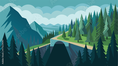 Dense forests cling to the sides of the mountain pass providing a sense of shelter and protection from the harsh elements.
