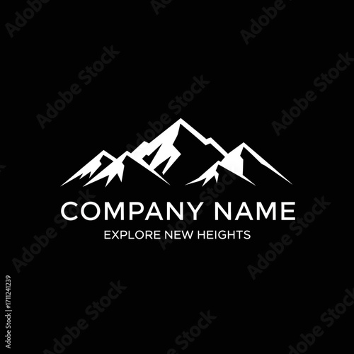 Simple mountain range logo design with brand name and tagline.