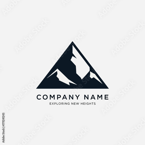Simple mountain range logo design with brand name and tagline.