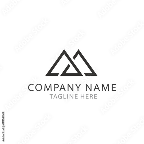 Simple mountain range logo design with brand name and tagline.