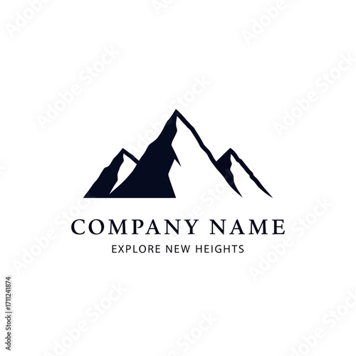 Simple mountain range logo design with brand name and tagline.
