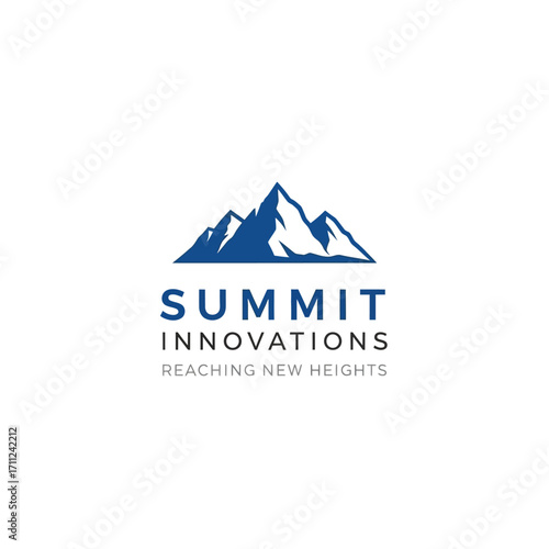 Simple mountain range logo design with brand name and tagline.