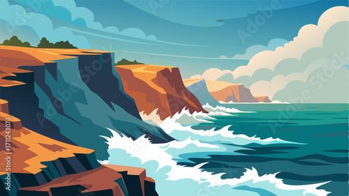 From the clifftop the crashing waves against the rocky shore create a mesmerizing symphony while the salty ocean breeze lulls you into a state of tranquility.