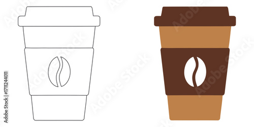 Coffee cup vector icon set, modern design for cafe menu and advertising materials, energizing beverage
