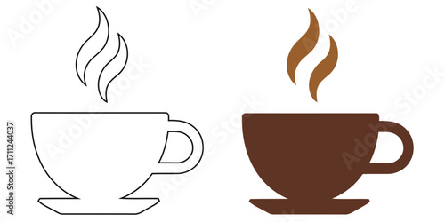 Enjoy a warm coffee break: Stylized coffee cup icons perfect for cafes and morning routines