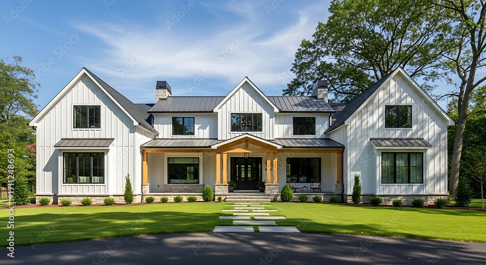 Obraz premium Modern Farmhouse Exterior Home Design.