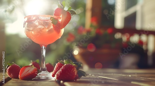 strawberry drink with fresh strawberry 