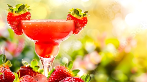 strawberry drink with fresh strawberry 