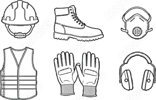 Essential safety equipment for construction and industrial work, protecting workers on the job