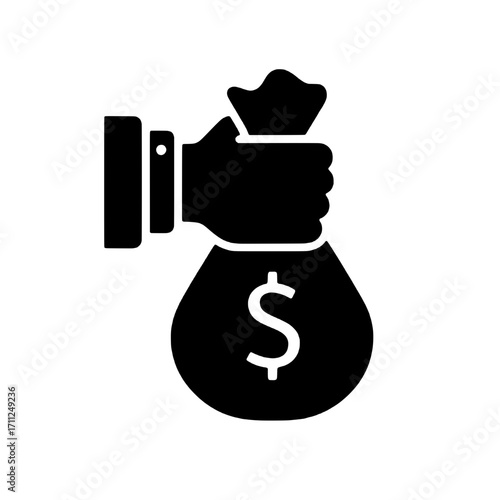Hand Holding a Bag of Money Icon Financial Gain and Success
