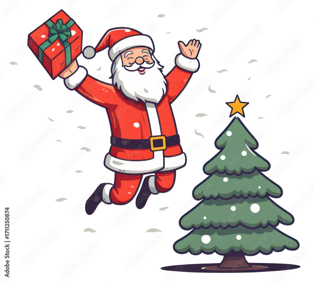 Fototapeta premium Santa christmas gift tree.