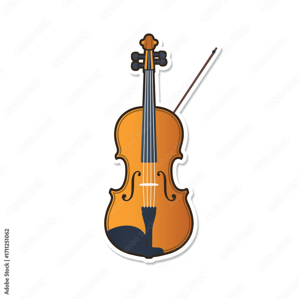 Fototapeta premium Illustration of a violin with a bow, showcasing its elegant design and musical nature.