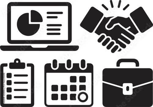 Business icons for planning, success, and deals