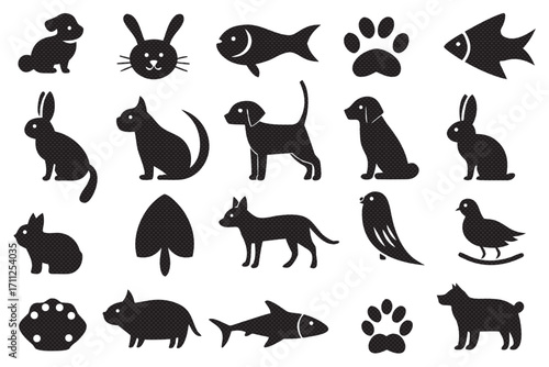 Set of diverse animal silhouettes, perfect for various design and illustration projects
