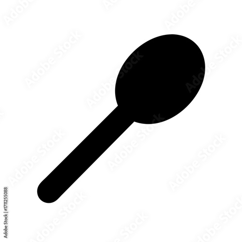 Black Spoon Silhouette Icon for Dining and Food Service
