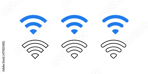 Wi-Fi signal icon vector collection with different network symbols and wireless connection signs for internet communication technology and connectivity themes